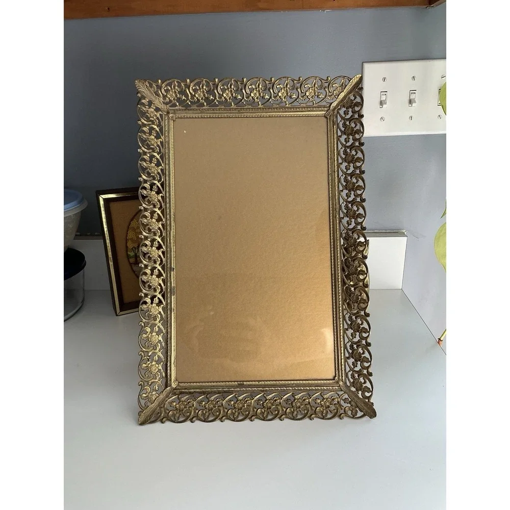 Large Vintage Ornate Hollywood Regency Picture Frame / Tray Floral
